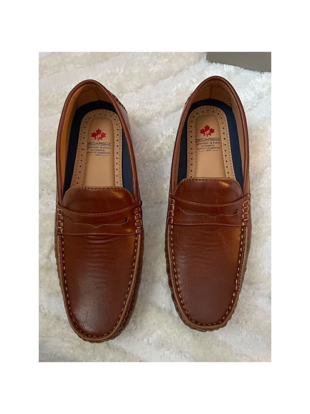 Men's Brown Loafers Slip-On Round Toe Casual Lightweight Anti-Slip
